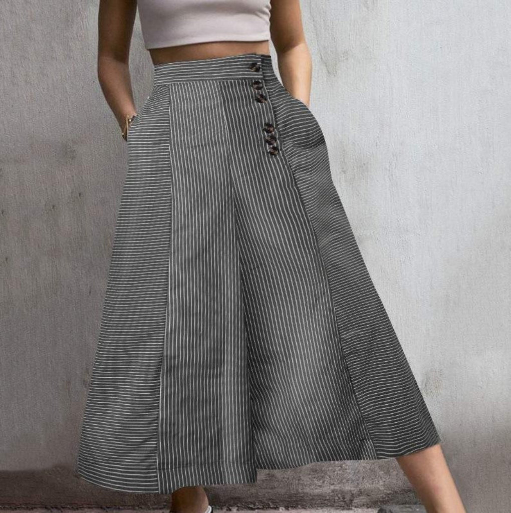Striped High Waist Wide Leg Pants