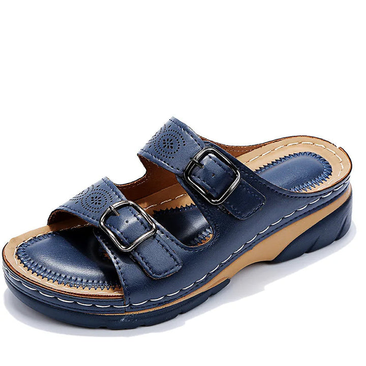 Comfortable Wedge Sandals with Double Buckle