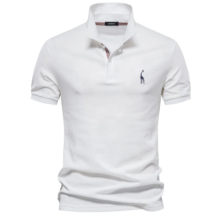 Luxe Cotton Polo with Deer Embroidery