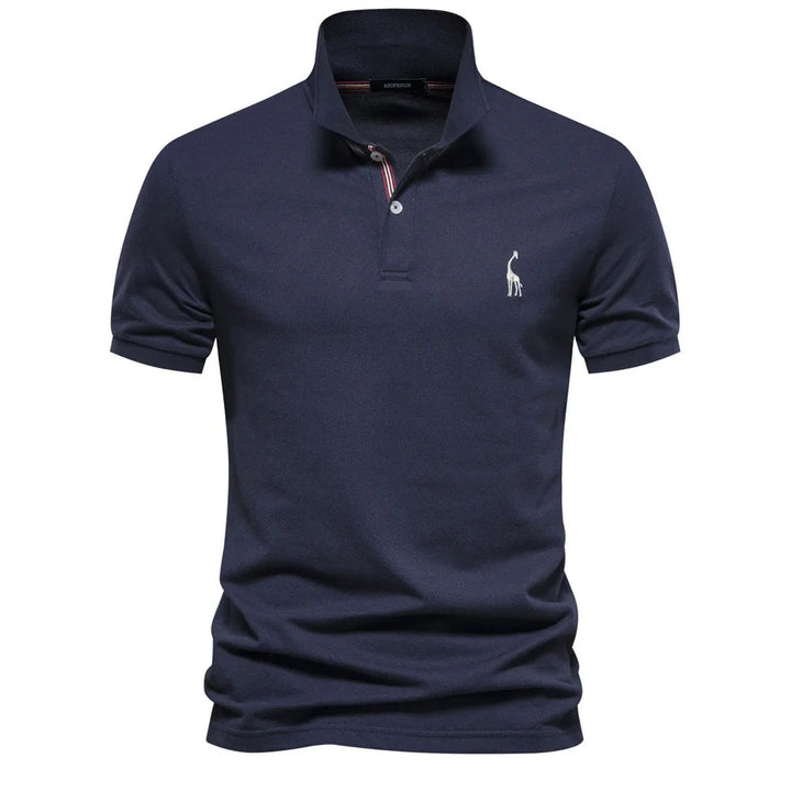 Luxe Cotton Polo with Deer Embroidery