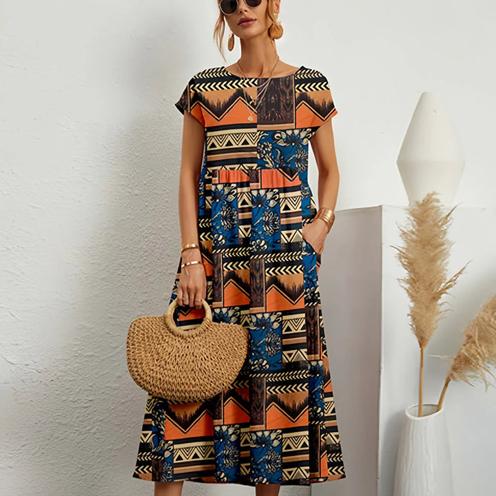 Women’s Cotton Linen Blend Casual Midi Dress