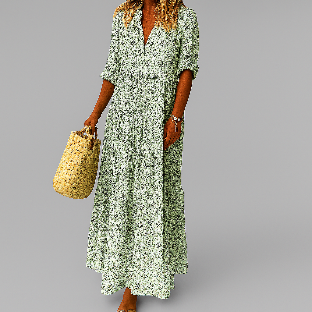 Women’s Vintage Print Lightweight Cotton Maxi Dress