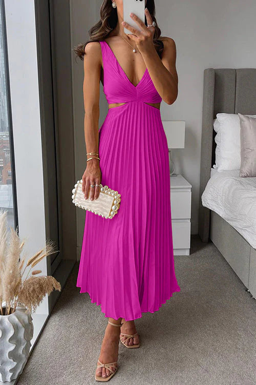 Women's Pleated Maxi Dress Elegant & Flowy