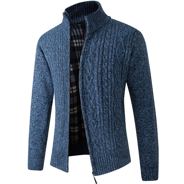Knitted Men’s Sweater with Zipper for Warmth and Style