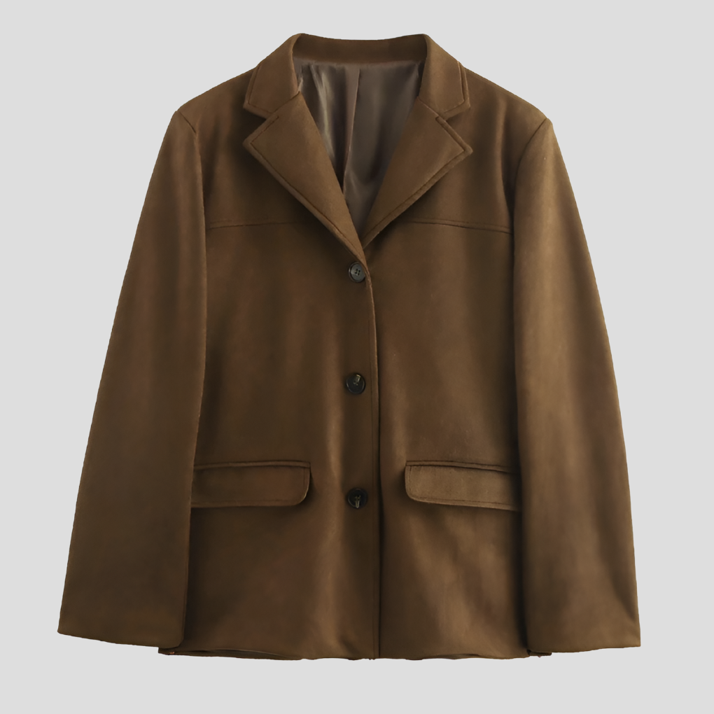Oversized Brown Suede Trenchcoat with Wide Lapel