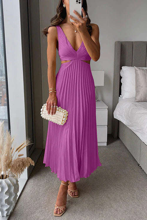Women's Pleated Maxi Dress Elegant & Flowy