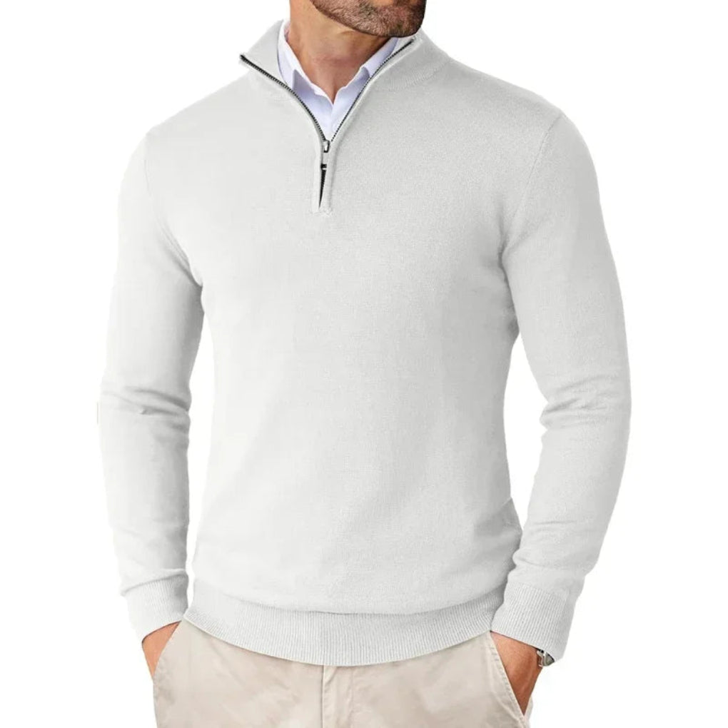 Men’s Cotton Knit Pullover with Zipper Collar