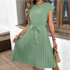 Short-Sleeved Pleated Mini Dress