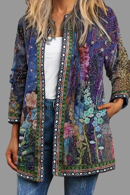 Women’s Floral Printed Cardigan – Casual Layered Print