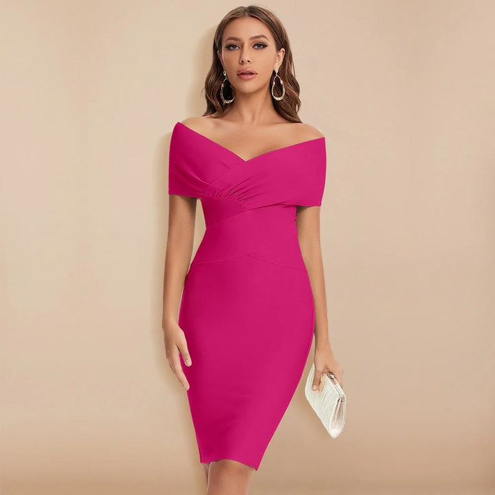 Off-Shoulder V-Neck Bandage Dress