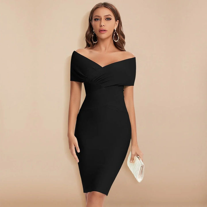Off-Shoulder V-Neck Bandage Dress