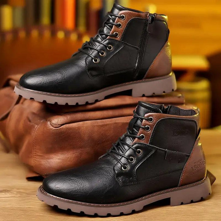 Men's Leather Zipper Dress Boots Sleek & Durable
