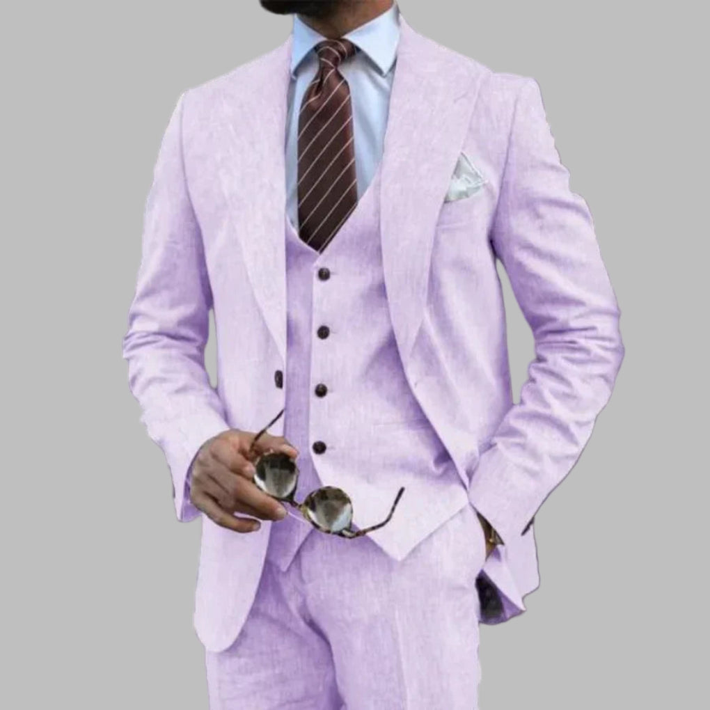 Lightweight Men’s Three-Piece Suit with Turn-Down Collar