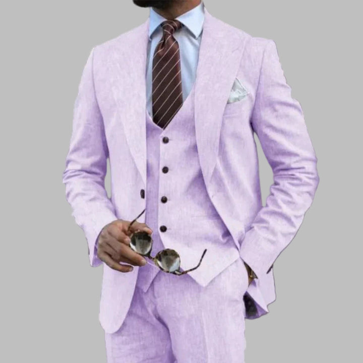 Lightweight Men’s Three-Piece Suit with Turn-Down Collar