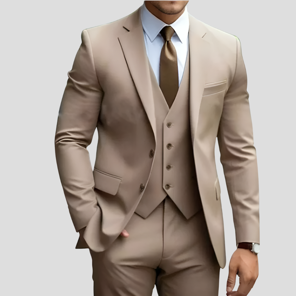 Elegant Style Men’s 3 Piece Beige Slim Fit Suit ( Pre-Sale )