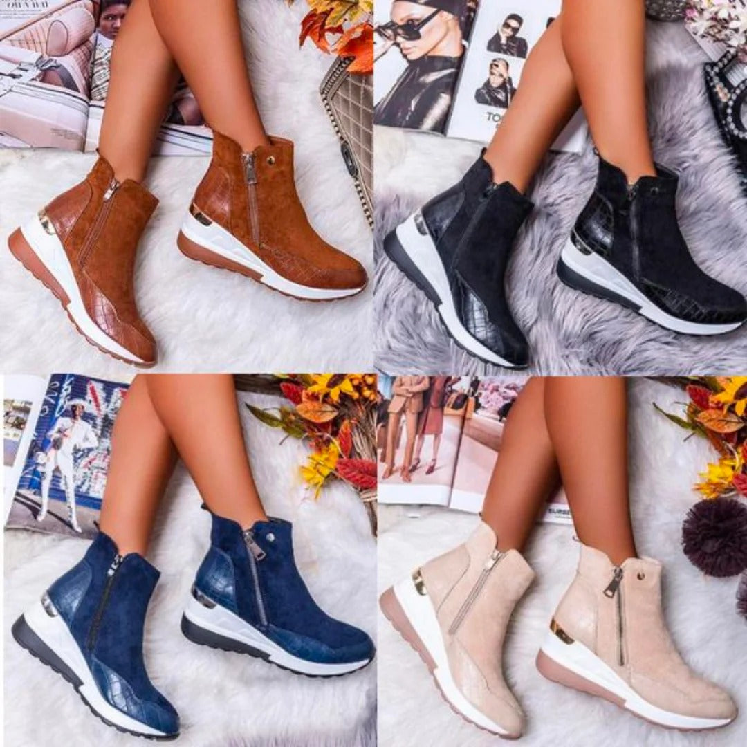 Lisa Orthopedic Mid-Height Leather Ankle Boots for Women