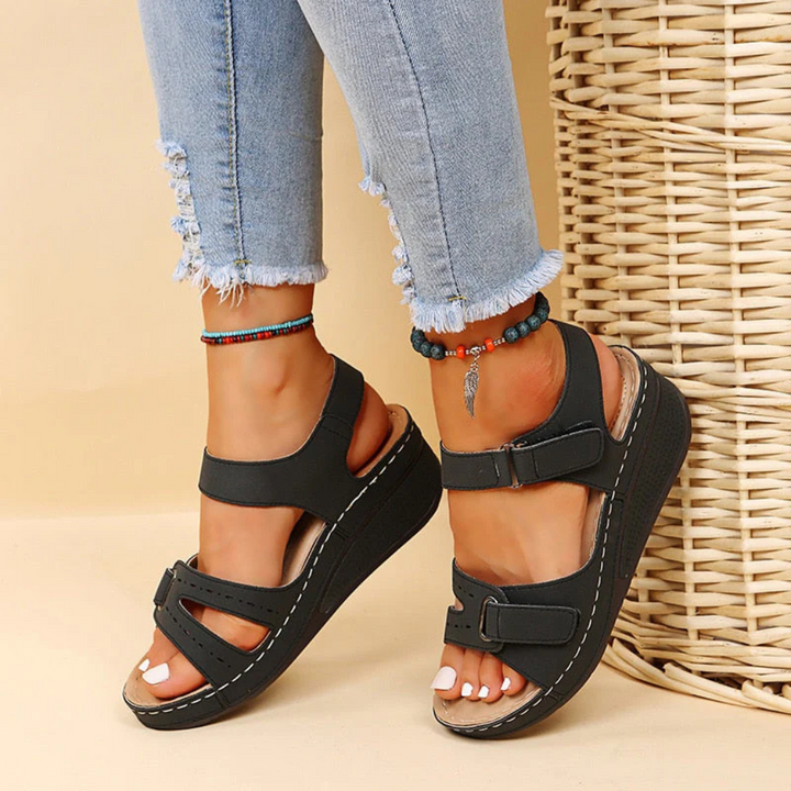 Soft-Sole Wedge Heel with Velcro Strap