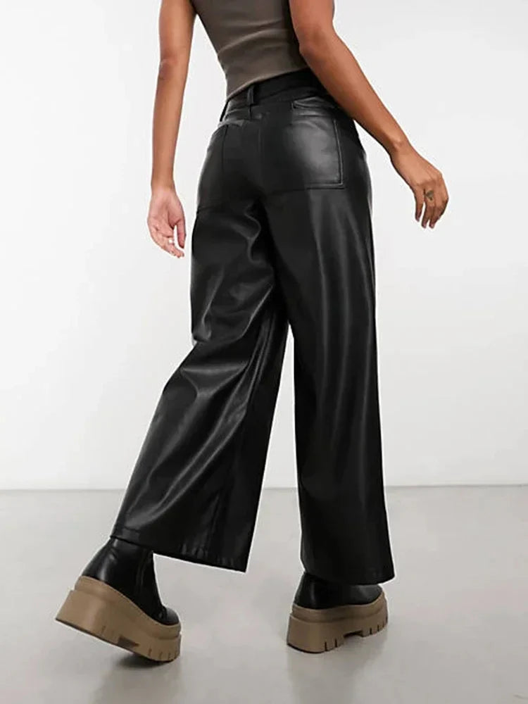 SleekEdge High-Waist Leather Pants for Women