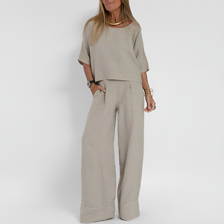 Women’s Relaxed Fit Linen Blend Two Piece Set