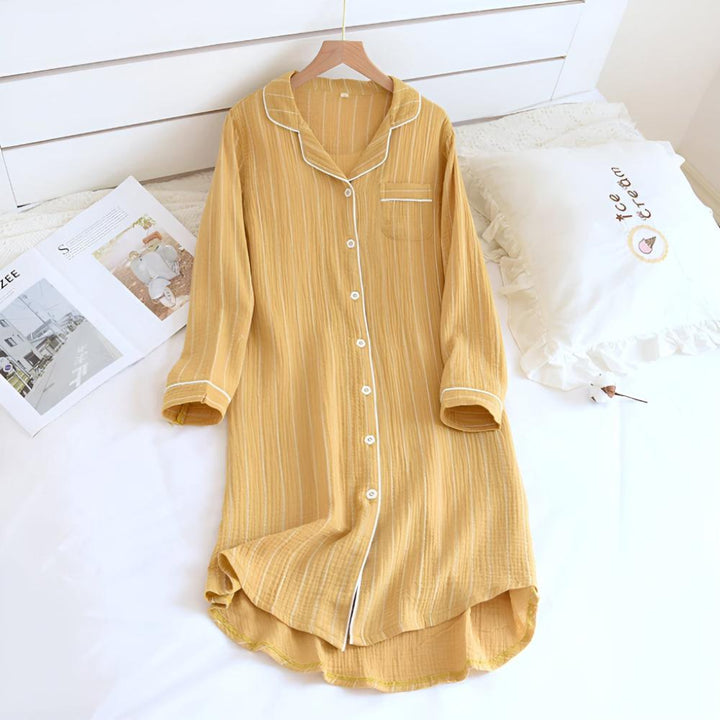 Lightweight Women’s Striped Cotton Gauze Nightgown
