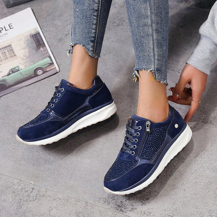 Women's Sneakers with Crystal Accents and Platform Sole