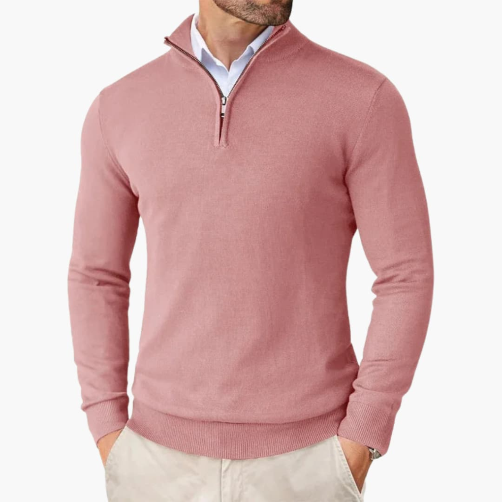 Men’s Pullover with Quarter Zip and Ribbed Hem