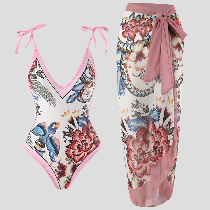 Vintage One-Piece Swimsuit with Ruffles