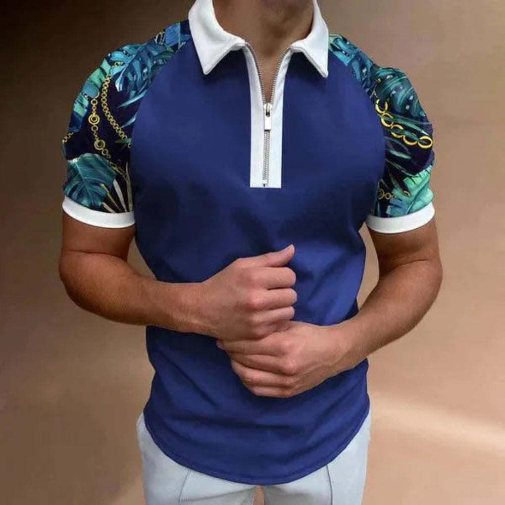 Men’s Retro Stripe Zip Polo