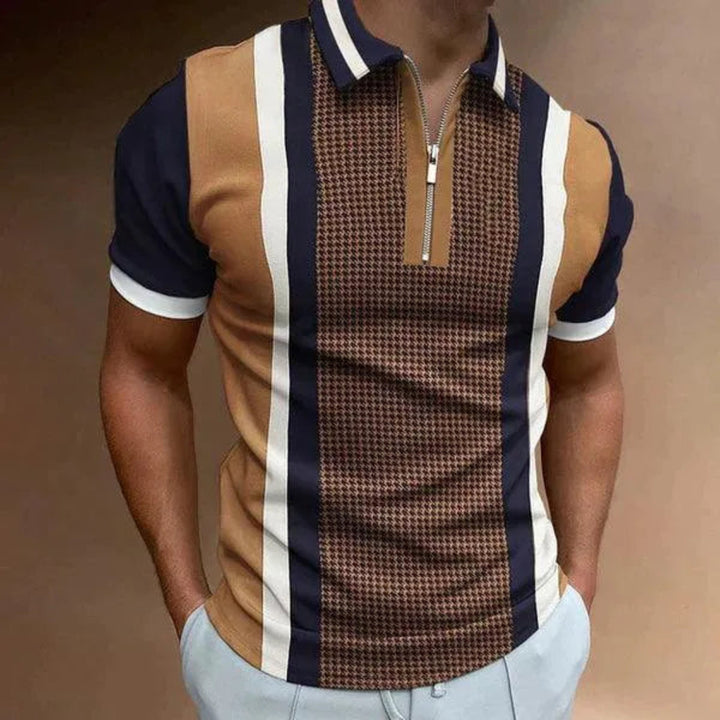 Men’s Retro Stripe Zip Polo