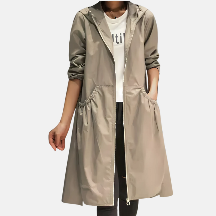 Women’s Waterproof Hooded Knee Length Jacket