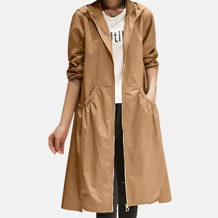 Women’s Waterproof Hooded Knee Length Jacket