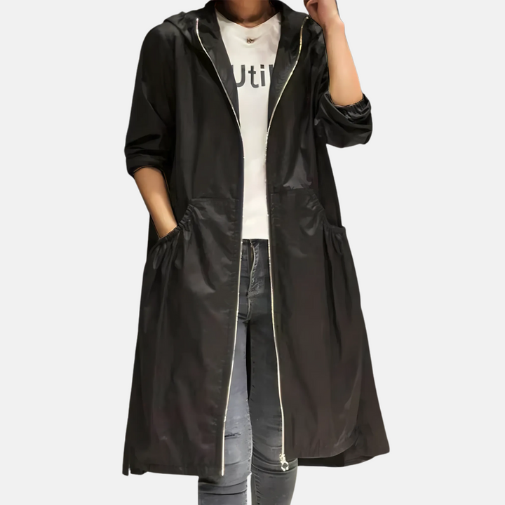 Women’s Waterproof Hooded Knee Length Jacket