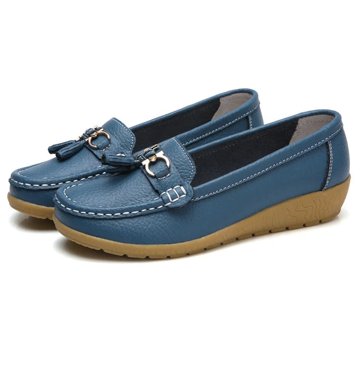 Leather Cut-Out Ballerina Flats for Women