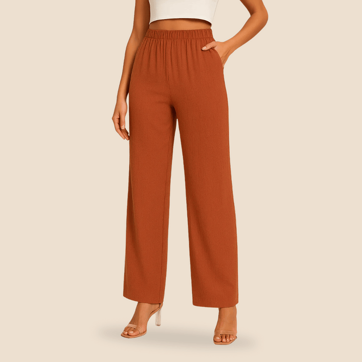 Women’s Straight-Leg Trousers with Elastic Waist