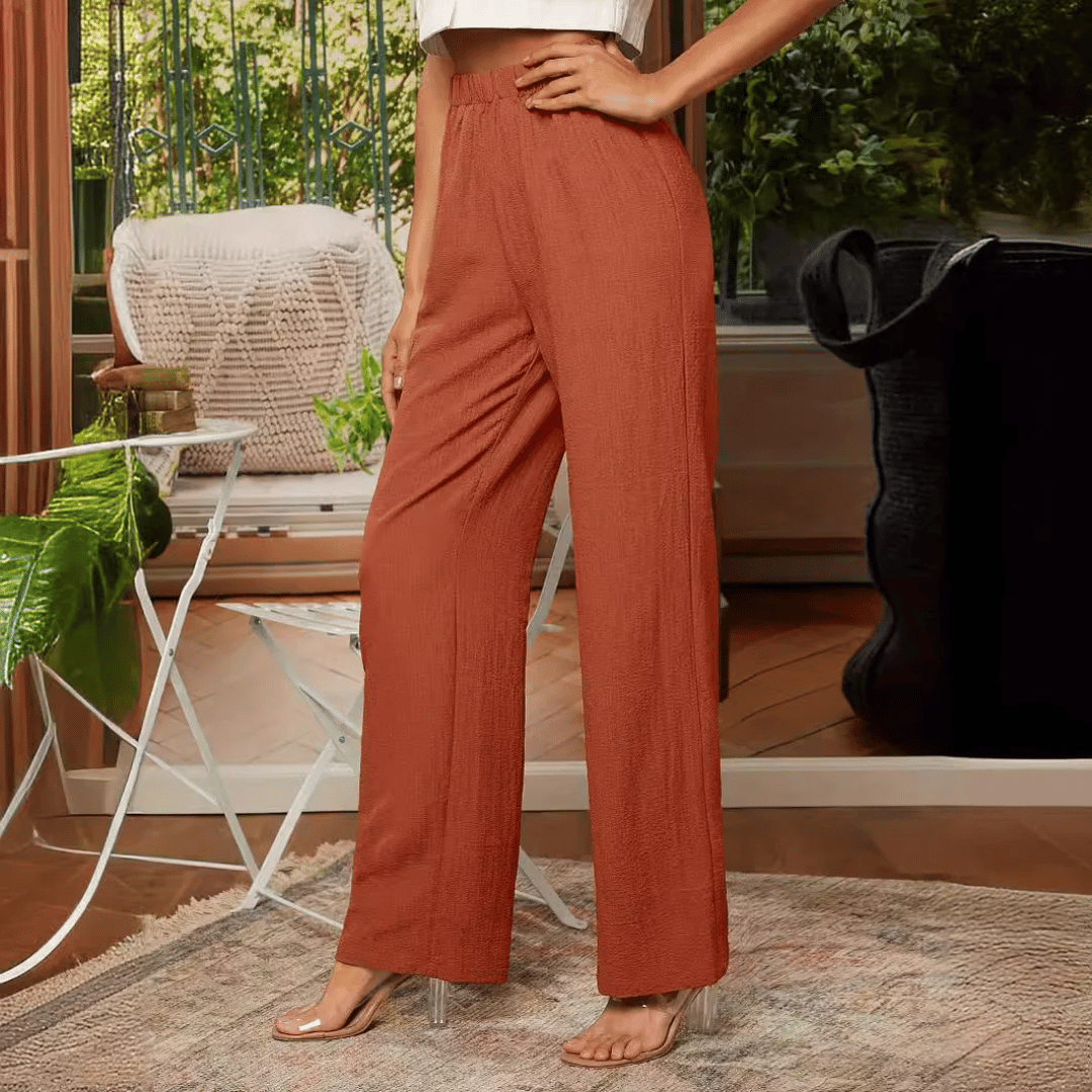 Women’s Straight-Leg Trousers with Elastic Waist