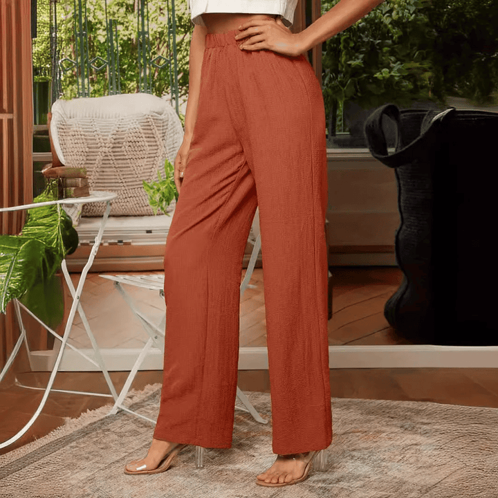 Women’s Straight-Leg Trousers with Elastic Waist