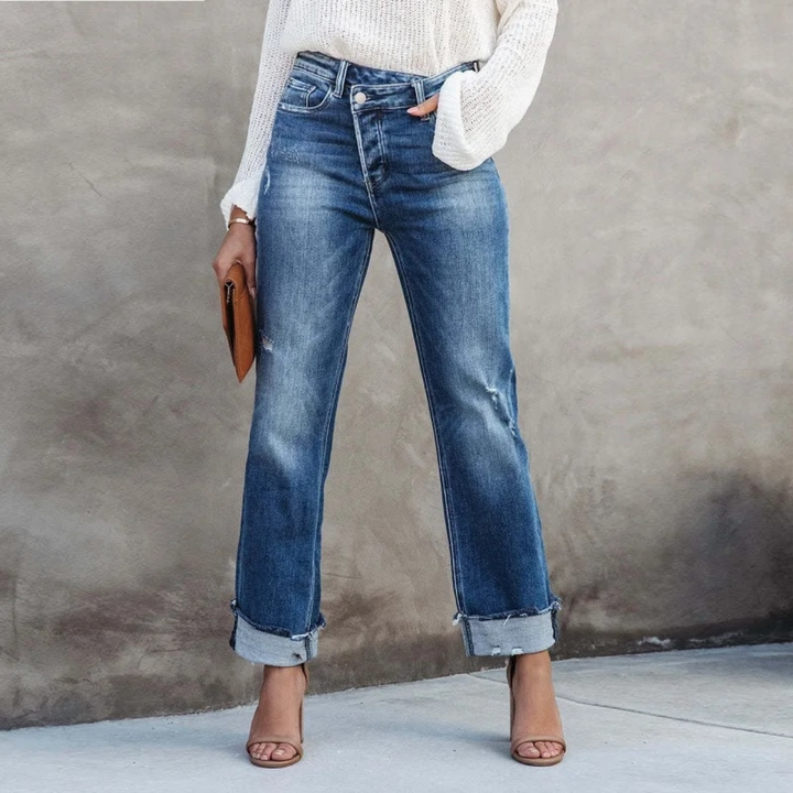 Women's Comfortable High-Waisted Denim Pants