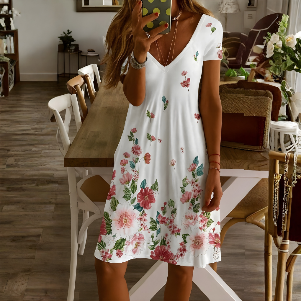 Women’s V‑Neck Short‑Sleeve Dress