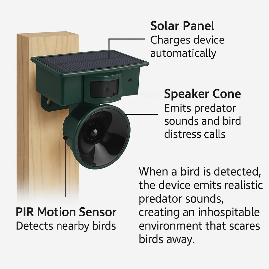 Premium Motion Sensor Bird Repeller and Scarer