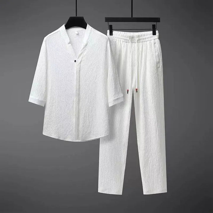 Vintage Linen Tracksuit Men's 2-Piece Set Classic Comfort with a Modern Twist