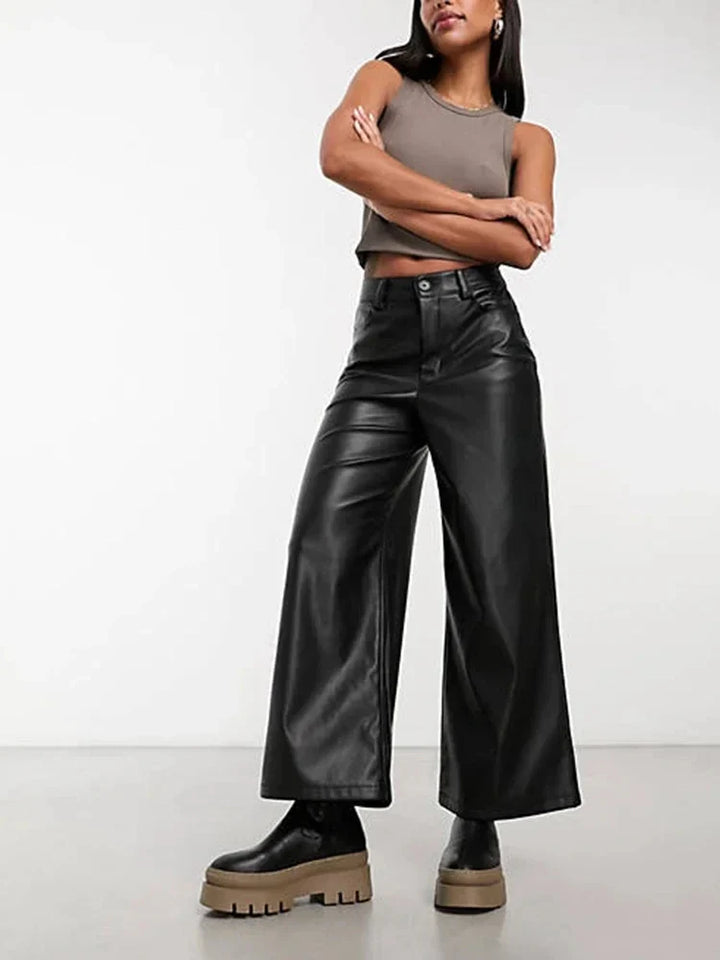 SleekEdge High-Waist Leather Pants for Women