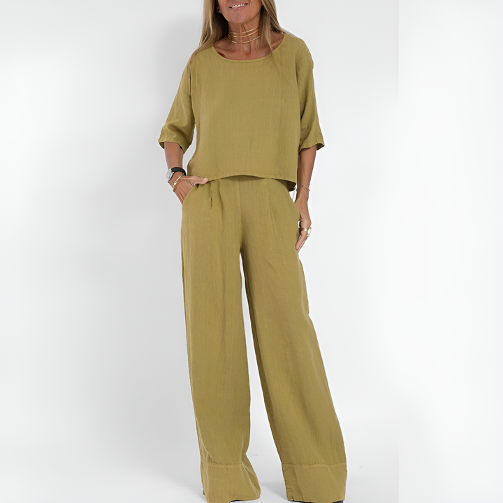 Women’s Relaxed Fit Linen Blend Two Piece Set