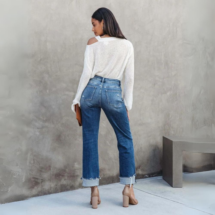 Women's Comfortable High-Waisted Denim Pants