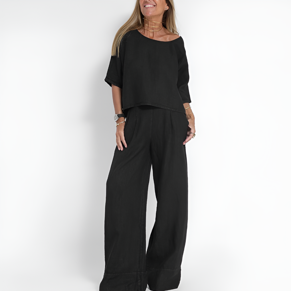 Women’s Relaxed Fit Linen Blend Two Piece Set