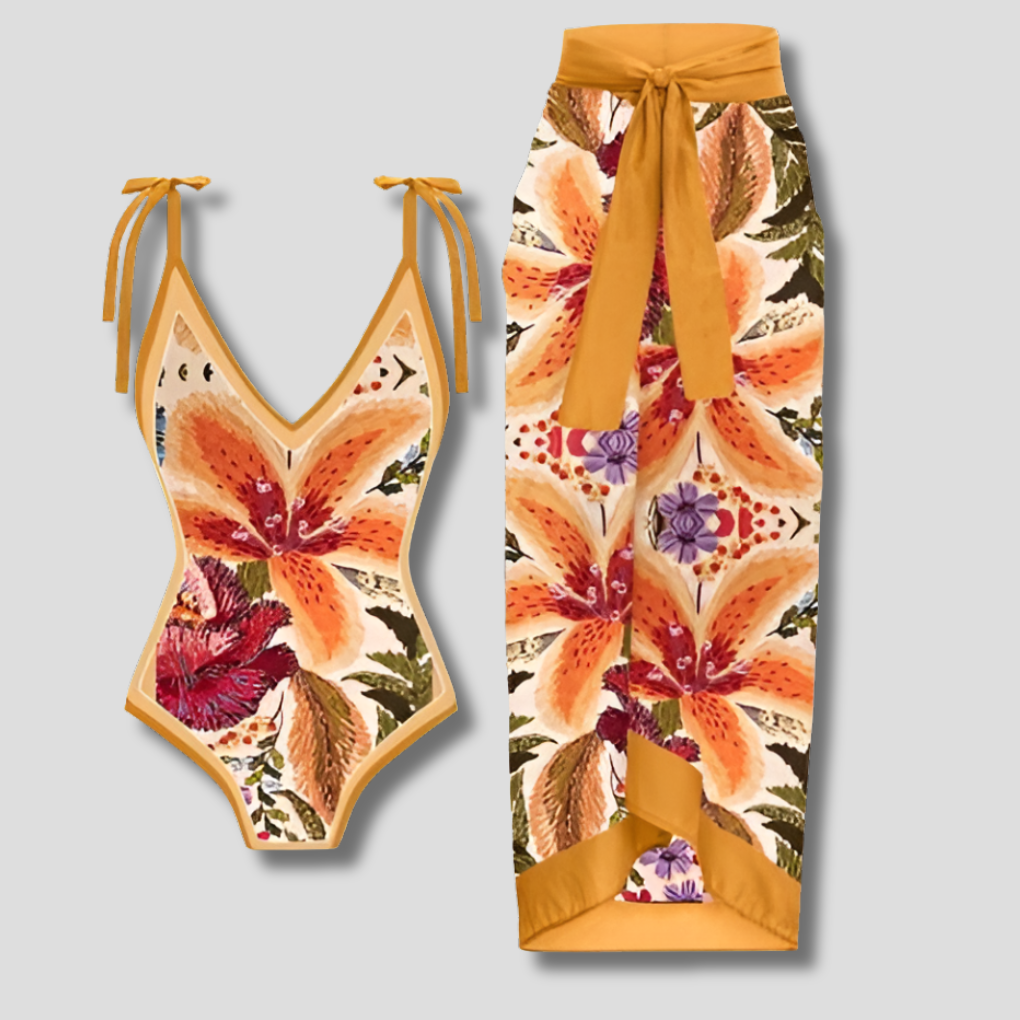 Vintage One-Piece Swimsuit with Ruffles