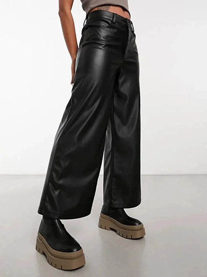SleekEdge High-Waist Leather Pants for Women