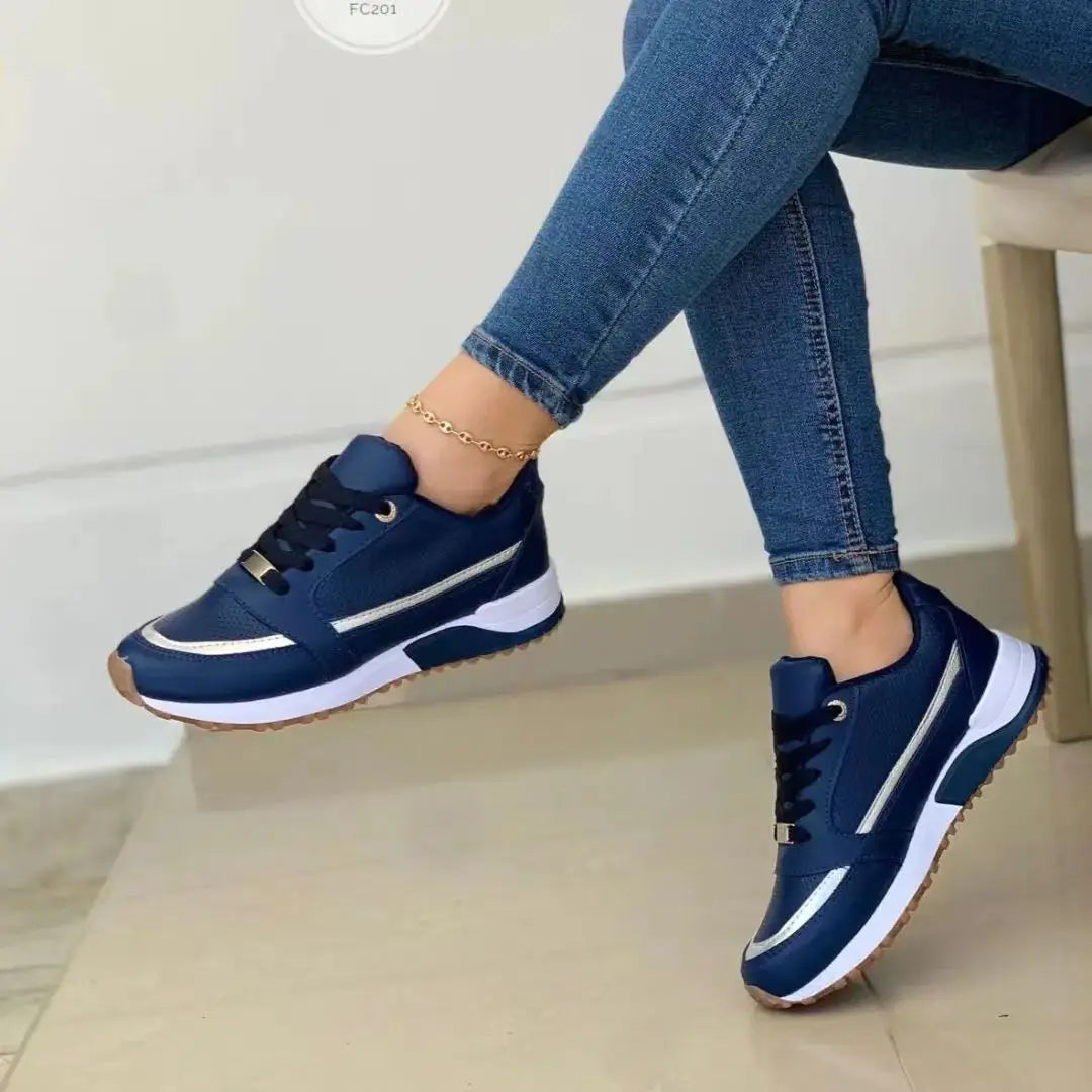 Women's Mesh &amp; Leather Patchwork Sneakers