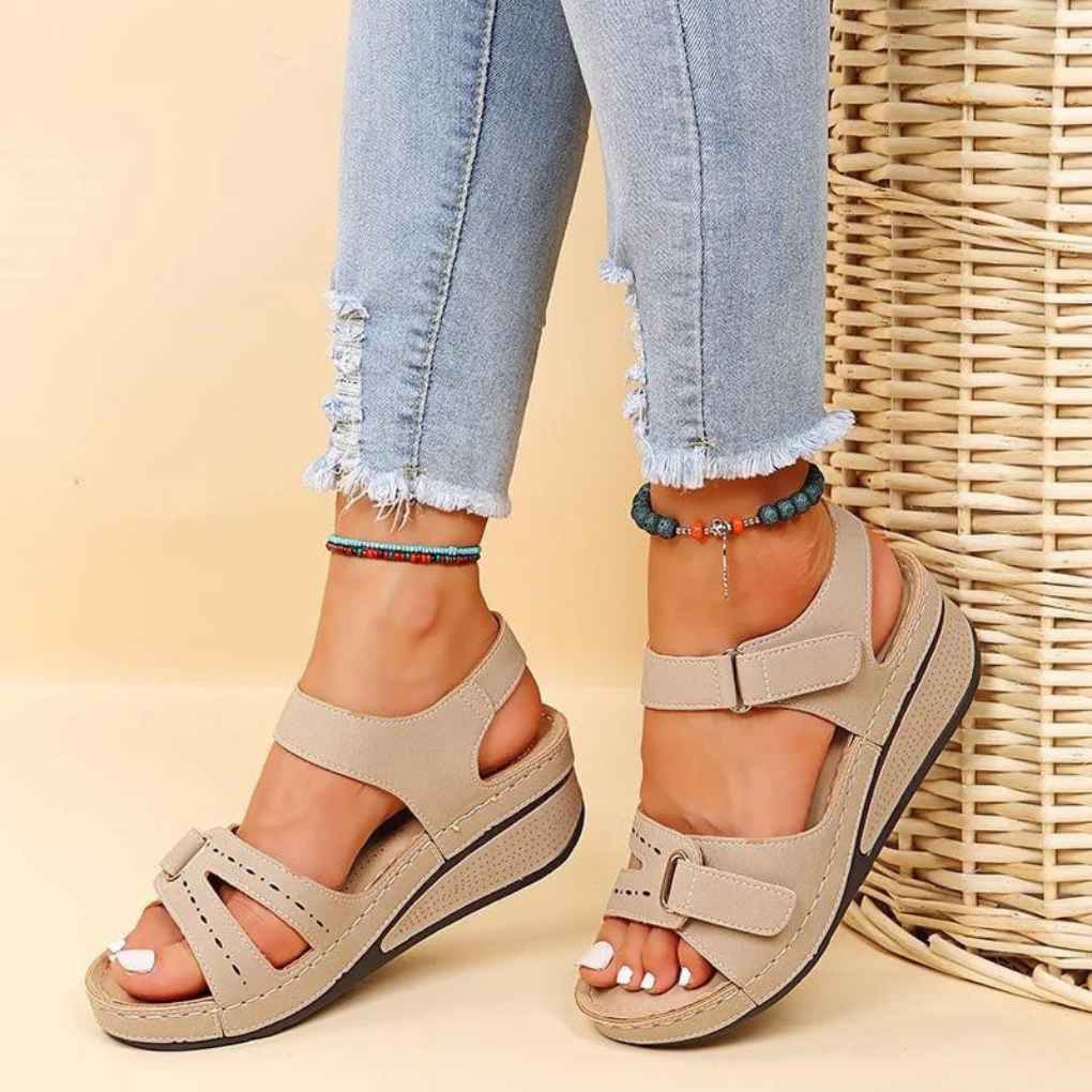 Soft-Sole Wedge Heel with Velcro Strap
