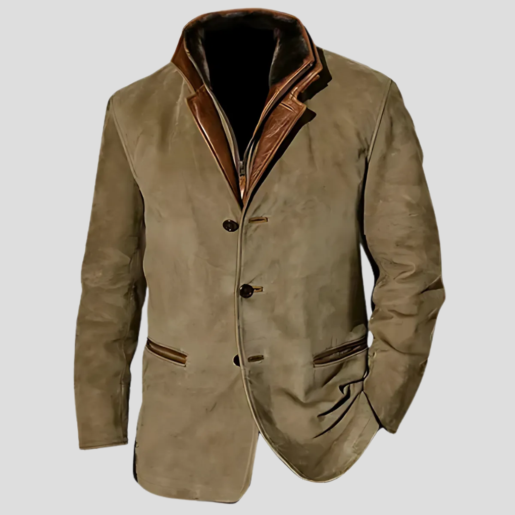 Men’s Retro Contrast Collar Jacket