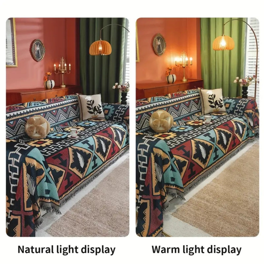 Aztec Geometric Pattern Sofa Cover Boho-Inspired Elegance for Your Living Space
